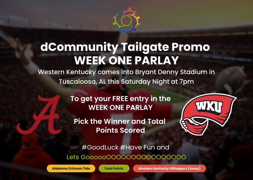 dcommunity_main's tweet photo. 🏆Teasing the Fall Promo🏆
Game day meets Web3💥 #Bama Tailgates now powered by #dPlaza, #AvenueD & the #StudentCenter.  Grillin', gamin', and givin' back.🥳

▶️Teams + Brands + dCommunity + You + Fun + Prizes = Tailgate◀️

To Enter:  Can you see it✔️$30🥇2 of $15💸Last year👇