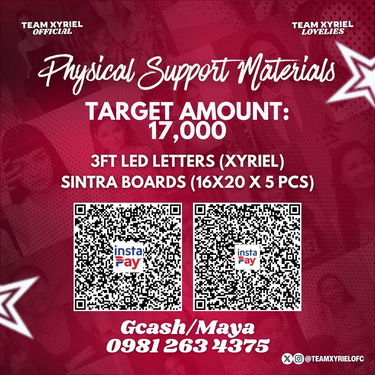 Hello lovelies!

We are in need of funds for the upcoming project of the team:

• Sintra Boards
• Led 

We are officially opening the donation drive for the props to be used for future events. Any amount would be highly appreciated and dm us.

#XyrielManabat | Xyriel Manabat