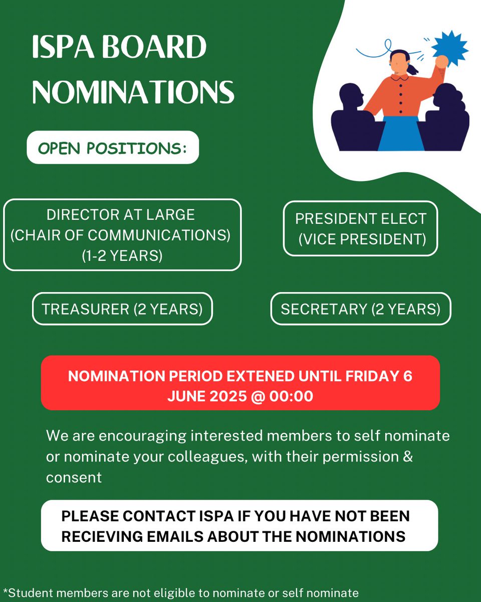 Please see important ISPA members post

❗️Please contact us via email or DM if you have not been receiving ISPA emails about board nominations