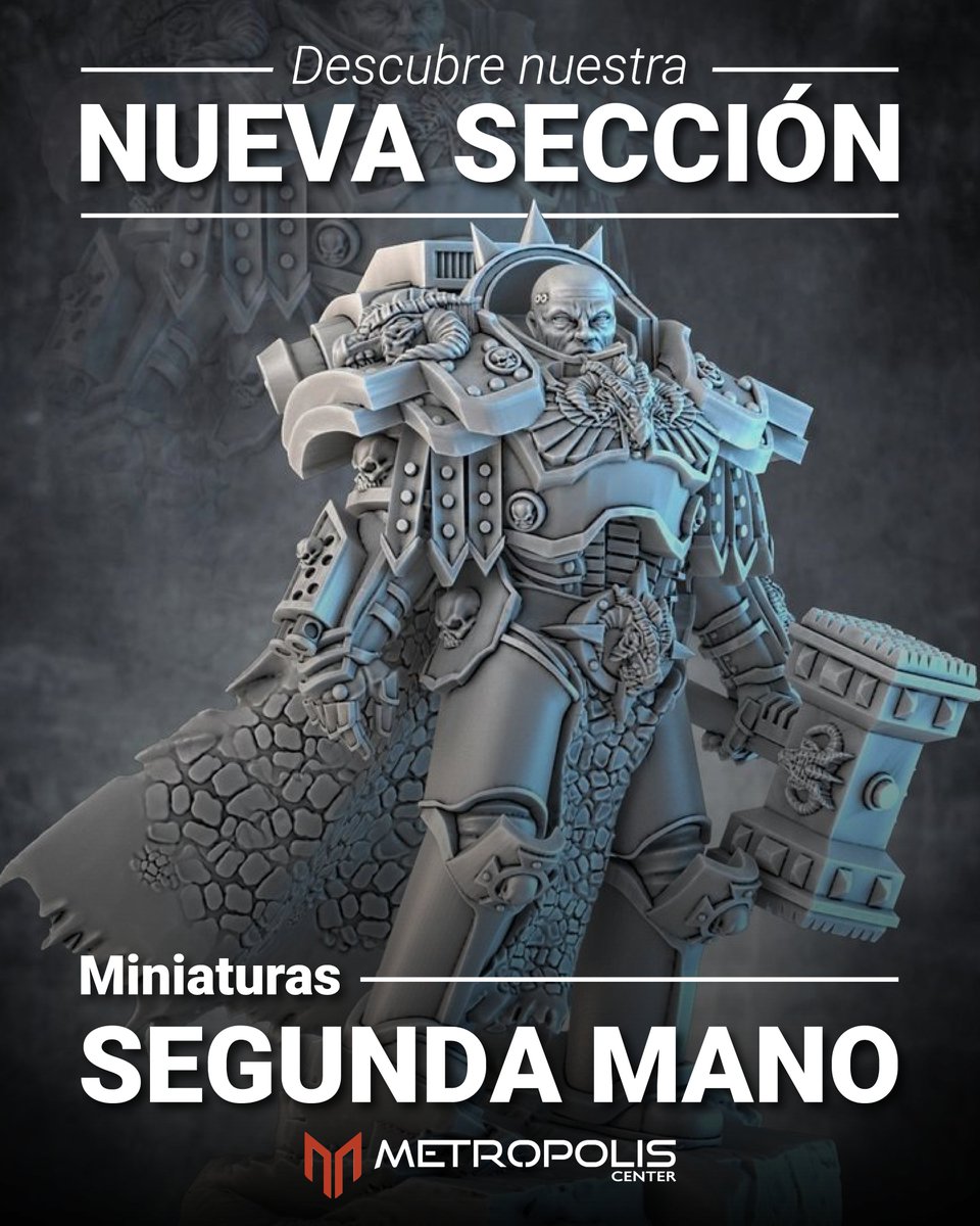 ‼️NUEVA SECCIÓN WEB

➡️ Aficionados a las #miniaturas , tenemos una sorpresa para vosotros.

💻 Ya tenéis disponible en la web la nueva sección de miniaturas de segunda mano.

➡️ metropolis-center.com/miniaturas/min…

#warhammer #warhammer40k
