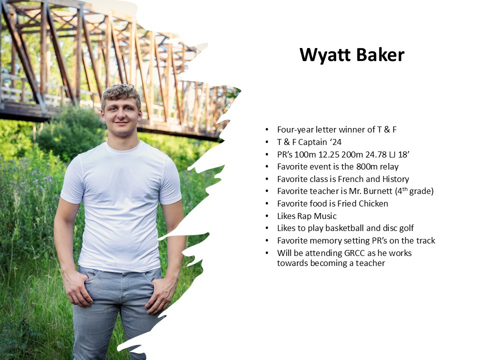 Today we recognize one of the nicest individuals that I have coached, Mr. Wyatt Baker.  Wyatt is a four year varsity letter winner and is studying to be a teacher.  He will be a good one!  #iownit #bedifferent