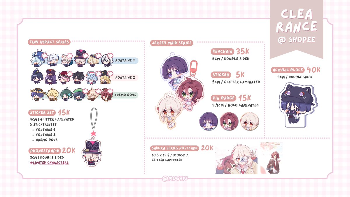 ꒰ 🔄 + 🩷 are very appreciated! ꒱
mogyiu's #cfxx post cf items are now up on 🍊!
(link on thread)

the leftover stocks are very limited and i'm planning to bring a whole new catalog for next cf, so this might be the last chance to grab my current catalog ( ˶°ㅁ°) !!!