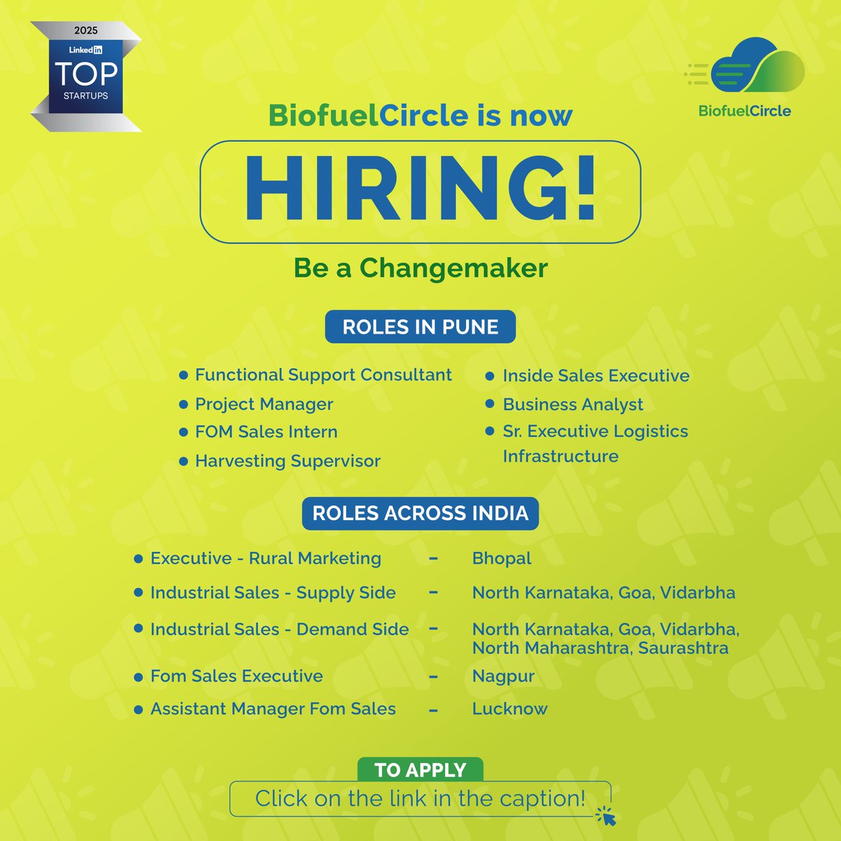 biofuelcircle's tweet photo. At BiofuelCircle, we’re building the future of clean energy and hiring passionate people to join the mission.
Apply here: https://t.co/ZBxy1MWxS6

#BiofuelCircle #WorkWithPurpose #NowHiringIndia #hiringpost #jobs #WeAreHiring #JoinUs https://t.co/LPhZeLxQXm