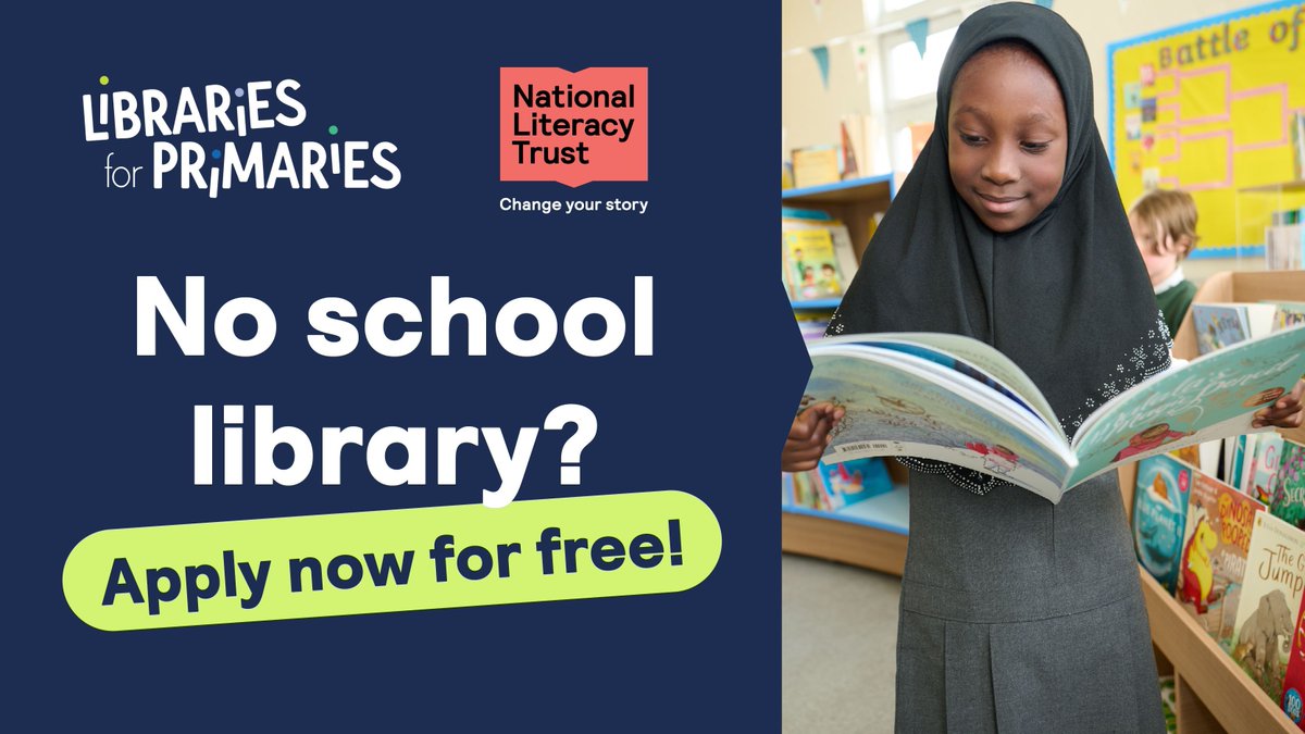 Artsmark (@artsmarkaward) on Twitter photo No school library? Apply now for #LibrariesForPrimaries from our friends at <a href="/Literacy_Trust/">National Literacy Trust</a>
✅500 FREE books
✅FREE library furniture
✅FREE teacher training
✅Worth £6,500+
Apply for 2025/26: librariesforprimaries.org.uk/schools
#PrimaryTeachers #Literacy #Edutwitter No school library? Apply now for #LibrariesForPrimaries from our friends at <a href="/Literacy_Trust/">National Literacy Trust</a>
✅500 FREE books
✅FREE library furniture
✅FREE teacher training
✅Worth £6,500+
Apply for 2025/26: librariesforprimaries.org.uk/schools
#PrimaryTeachers #Literacy #Edutwitter
