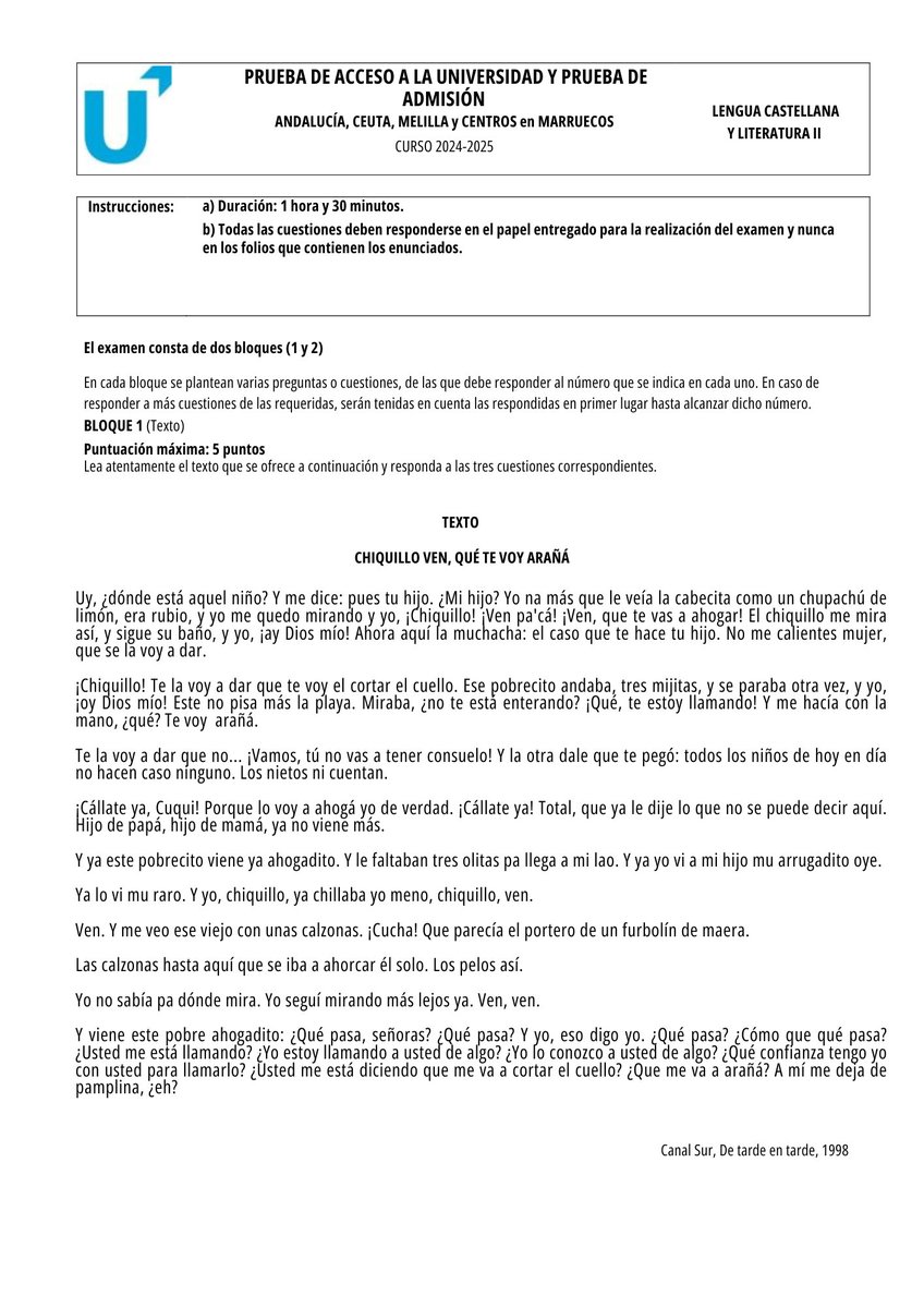 EL EXAMEN QUE SE MERECEN LOS ANDALUCES 🤓