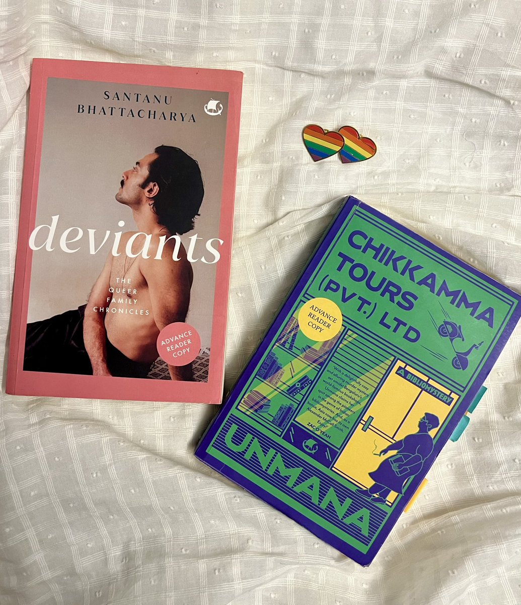 Pride Month Giveaway! 🏳️‍🌈 

2 lucky winners get to win an advance reader copy of <a href="/santanu_bx/">Santanu Bhattacharya 🏳️‍🌈</a>’s Deviants and <a href="/Unmana/">Unmana</a>’s Chikkamma Tours (Pvt.) Ltd along with some really cool bookish merch. 📚

Tell us which book you want to read and why!*