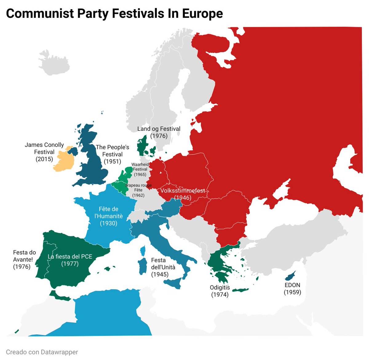 1. Durante décadas las fiestas de los partidos comunistas en occidente han sido uno de los eventos más grandes que se han celebrado de forma anual. La primera fue la Fête de l'Humanitè del PCF en 1930 y luego el PCI lo perfeccionó a partir del 45.   

Dentro hilo🔽🔽