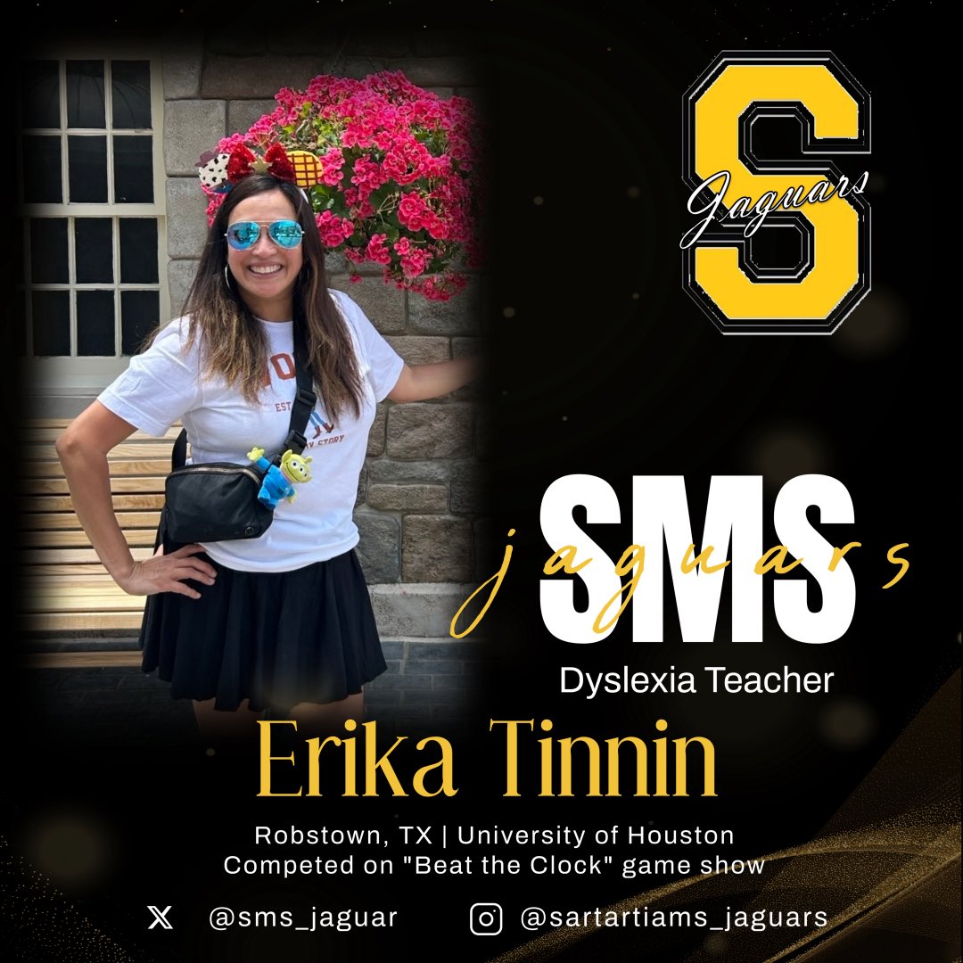 🎉 Join us in giving a warm Jaguar welcome to Mrs. Erika Tinnin, our new Dyslexia teacher! 🐆✨

Originally from Robstown, TX and a proud University of Houston Cougar, Mrs. Tinnin brings creativity, energy, and a love for helping students grow—plus a fun fact: she once competed