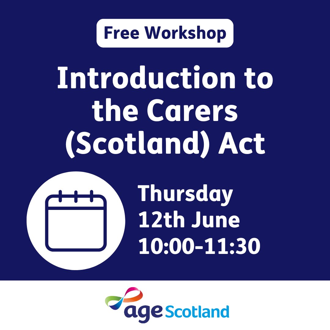 Are you an unpaid carer supporting someone with dementia?

Join Age Scotland's FREE online workshop on June 12th to learn about your rights under the Carers (Scotland) Act and the support available to you.

Perfect timing for #CarersWeek!

👉Sign up here: agescotland.org.uk/information-ad…