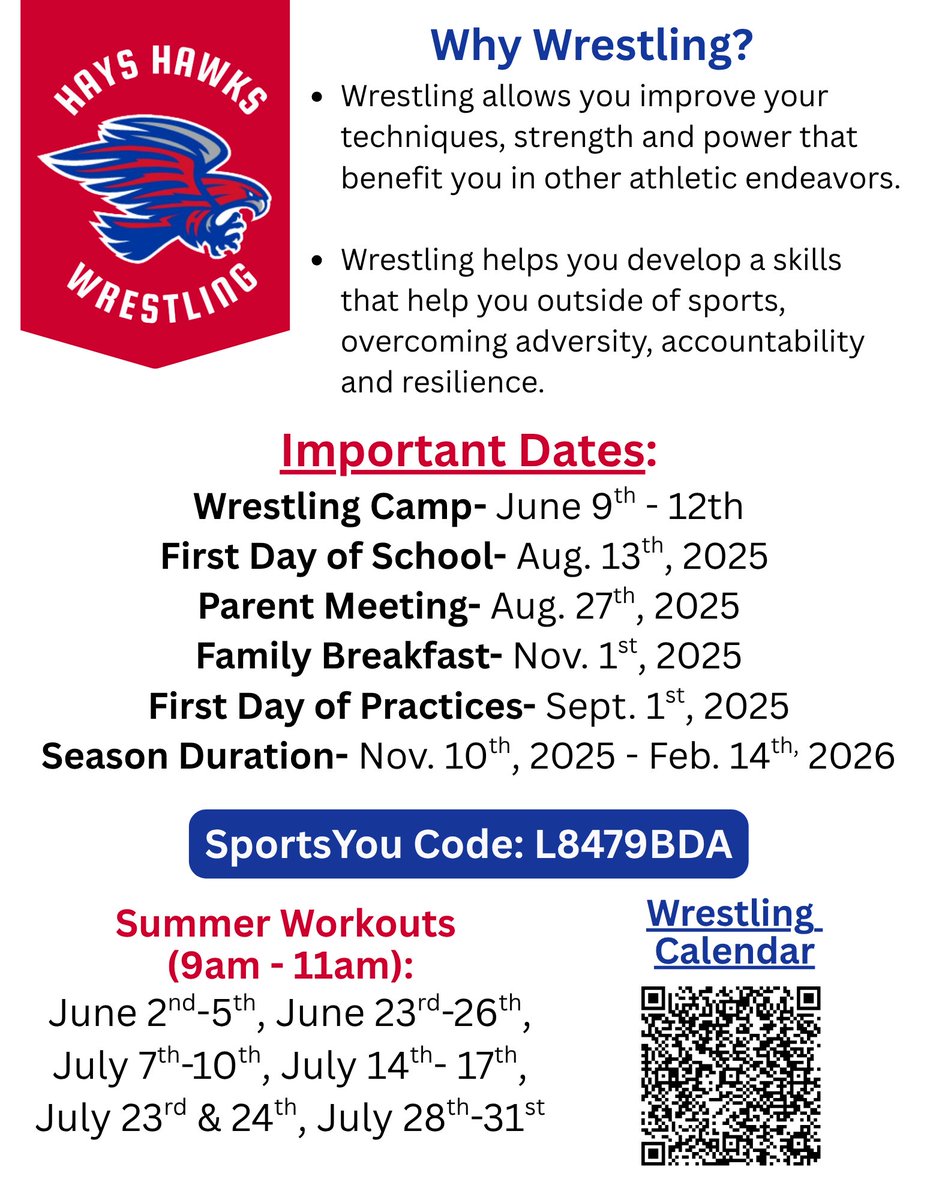 Jack C Hays High School Athletics (@gohayshawks) on Twitter photo Wrestling camp next week! <a href="/Hays_Hawks/">Hays High School</a> <a href="/BudaHaysFB/">Jack C. Hays High School Hawks Football</a> <a href="/HaysCISD/">Hays CISD</a> Wrestling camp next week! <a href="/Hays_Hawks/">Hays High School</a> <a href="/BudaHaysFB/">Jack C. Hays High School Hawks Football</a> <a href="/HaysCISD/">Hays CISD</a>