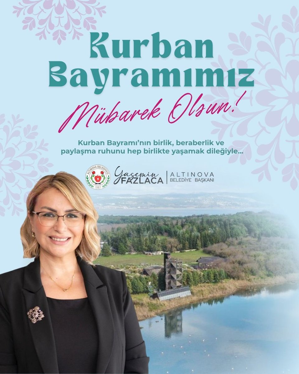 Kurban Bayramımız mübarek olsun!
Bayramın; sevgi, huzur ve bereket getirmesi dileğiyle…
Tüm Altınovalı hemşehrilerime sağlıklı ve mutlu bayramlar dilerim. 🤍