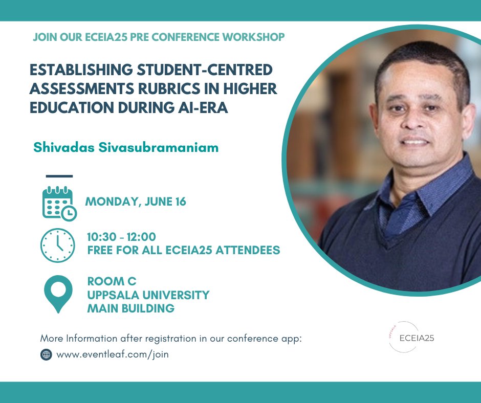 ENAI (@enaintegrity) on Twitter photo Attending #ECEIA25? Don’t miss our free pre-conference workshops on 16 June 2025 from 10:30! 
🔹 Integrity policies
🔹 UNESCO AI Framework
🔹 AI-era student assessments
Open to all registered participants.
Details via Eventleaf or the app!
eventleaf.com/join Attending #ECEIA25? Don’t miss our free pre-conference workshops on 16 June 2025 from 10:30! 
🔹 Integrity policies
🔹 UNESCO AI Framework
🔹 AI-era student assessments
Open to all registered participants.
Details via Eventleaf or the app!
eventleaf.com/join