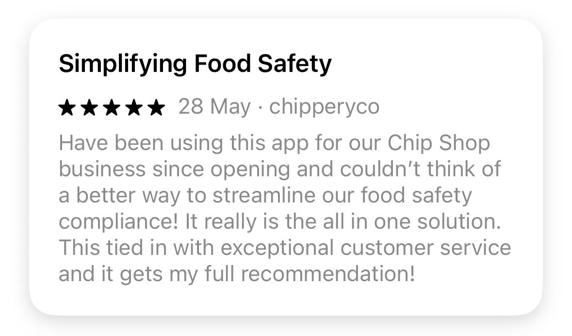 We love a great app store review for the SFBB+ Food Safety Compliance app.

Thank you chipperyco 😊
sfbbplus.co.uk