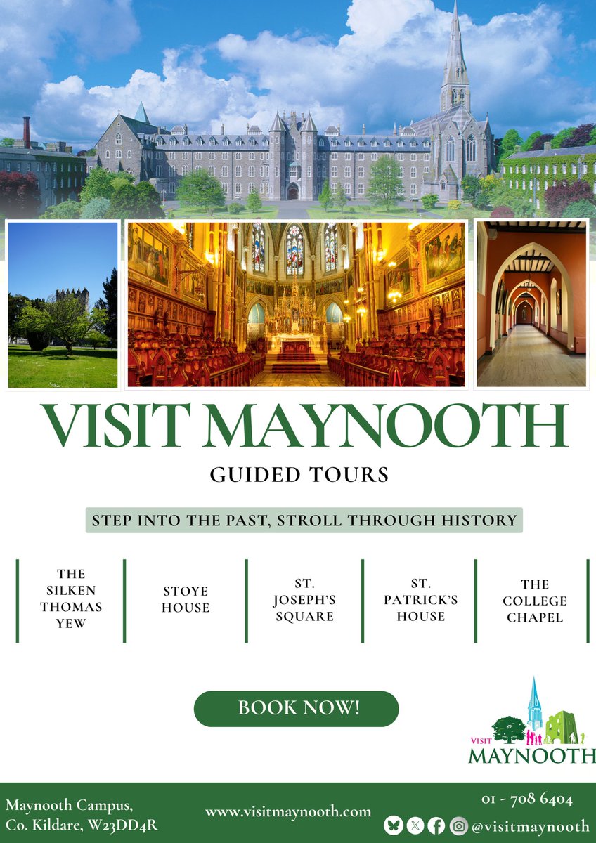 VisitMaynooth's tweet image. Interested in the story behind Maynooth College, its historical buildings, and the breathtaking College Chapel?

Guided tours are recommencing this Summer from 12th June until 6th September (every Thursday, Friday, and Saturday). 

Book now!
🔗 visitmaynooth.com