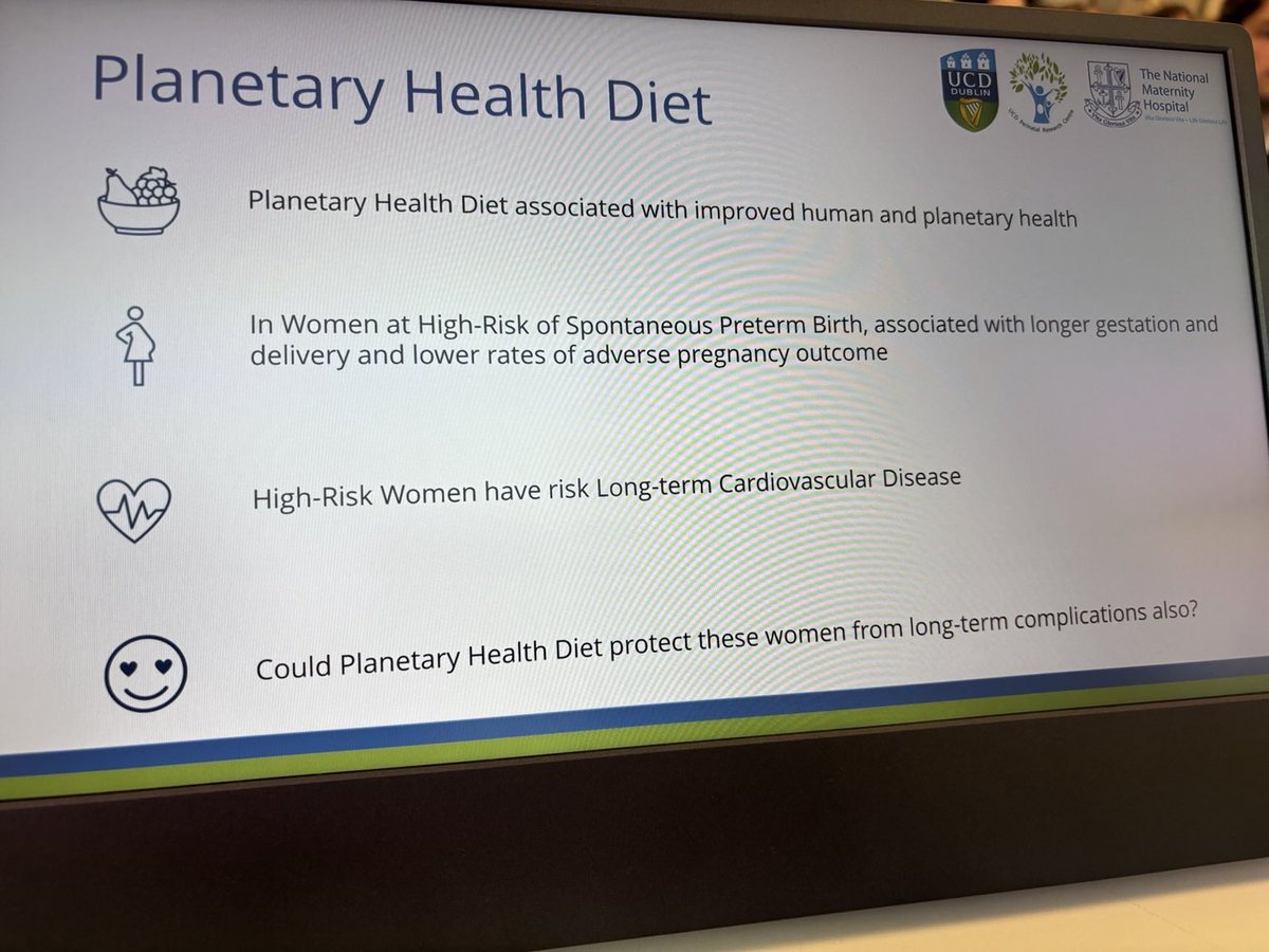 ProfFMcAuliffe's tweet image. .#EBCOG2025 @gill_i_amm presents #PlanetaryHealthDiet may have a role in #preterm birth prevention @UCDPerinatal @_TheNMH @ucddublin @UCDMedicine