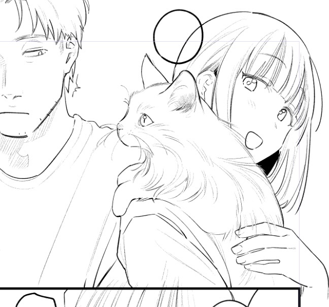 ねこさまを 描いています 