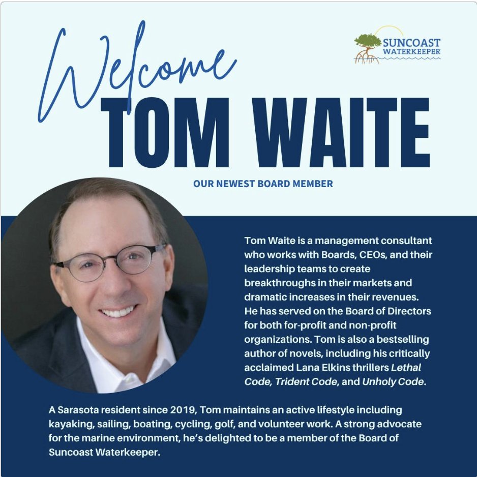 Pleased to be joining the Board of Directors of Suncoast Waterkeeper whose mission is to protect and restore the waters on Florida Suncoast for the benefit of all through community and stakeholder engagement, environmental monitoring, advocacy, and responsible legal action.