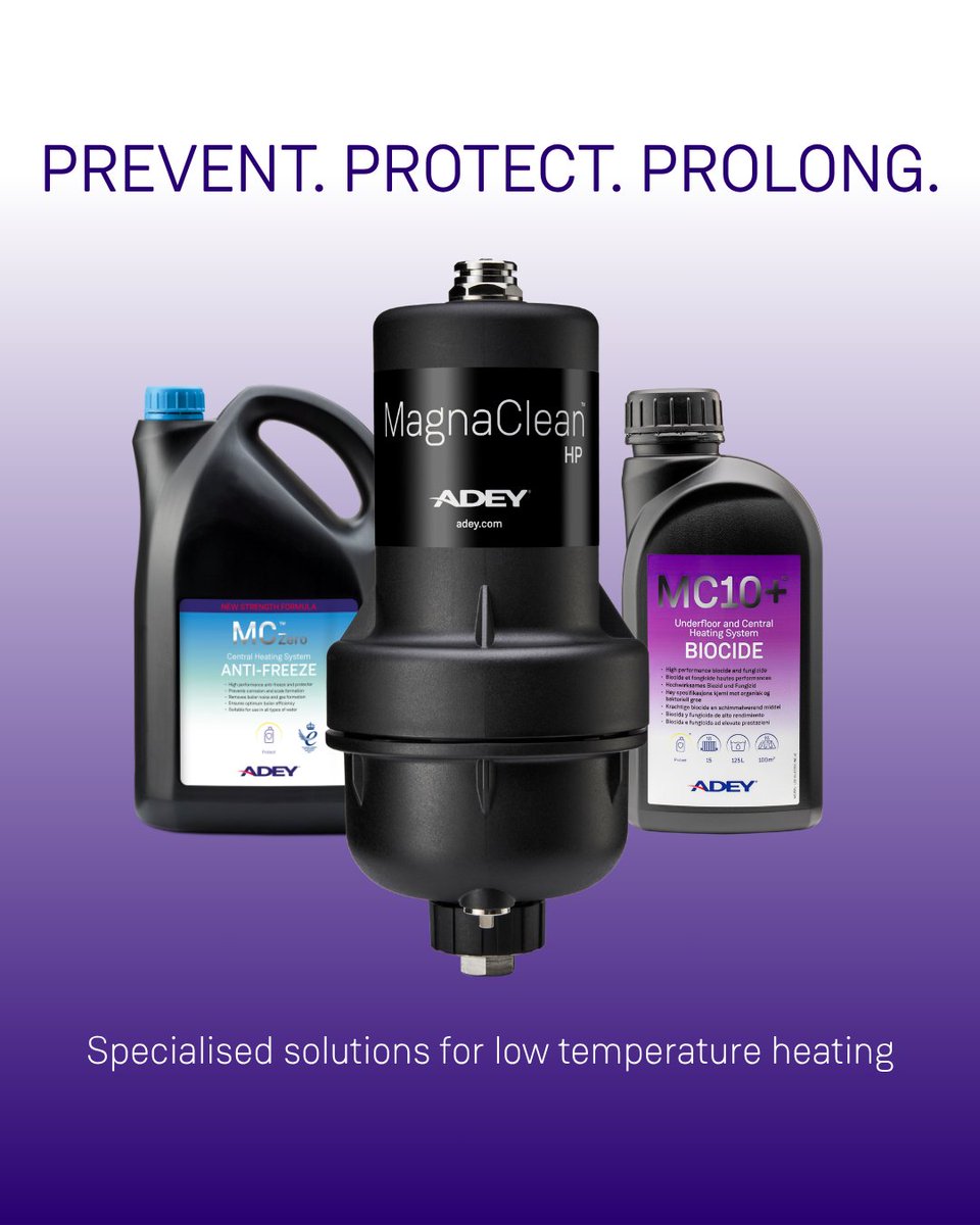 Our renewable range helps tackle issues within low temperature heating systems.🦠

Providing non-magnetic capture of biofilms alongside magnetic filtration, with chemical solutions to  keep your systems running smoothly.

Discover the range below👇
bit.ly/3ZAkfca

#ADEY