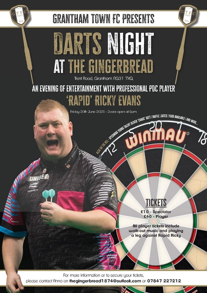 𝘿𝘼𝙍𝙏𝙎 𝙄𝙉 𝙏𝙃𝙀 𝙂𝙄𝙉𝙂𝙀𝙍𝘽𝙍𝙀𝘼𝘿 🎯

There are still tickets available for our Darts Night with Rapid Ricky Evans!

Get yours by sending an email to thegingerbread1874@outlook.com