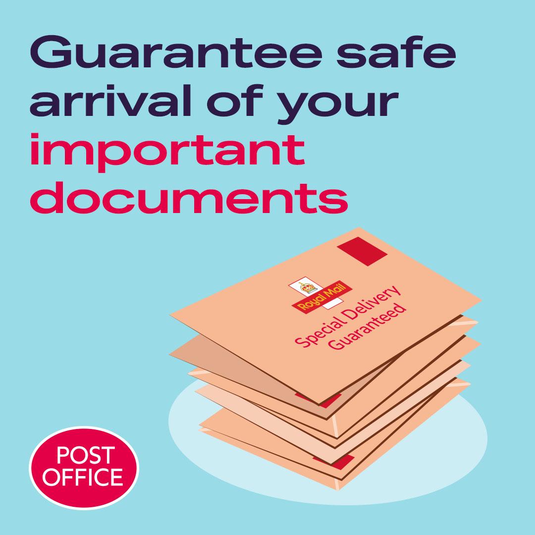 PeridotDLTD's tweet photo. Sending important documents that need to arrive next day? Pop into branch and post with Royal Mail Special Delivery for  guaranteed next day delivery and full tracking. 🔐
T&amp;Cs apply – https://t.co/HQIHqzgCME https://t.co/N2JLODLbUP