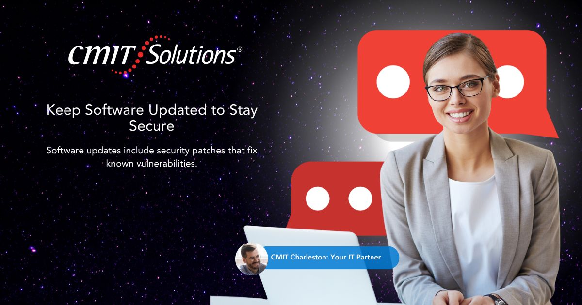 CMITCharleston's tweet image. Delaying updates puts your data at risk. Routine patching is key to staying secure and productive. CMIT Charleston handles it for you. Visit buff.ly/3QHSP9W or call (843) 501-9908. #UpdateAndSecure #CharlestonPatchManagement #CyberTipForSMB #MSPSecuritySupport
