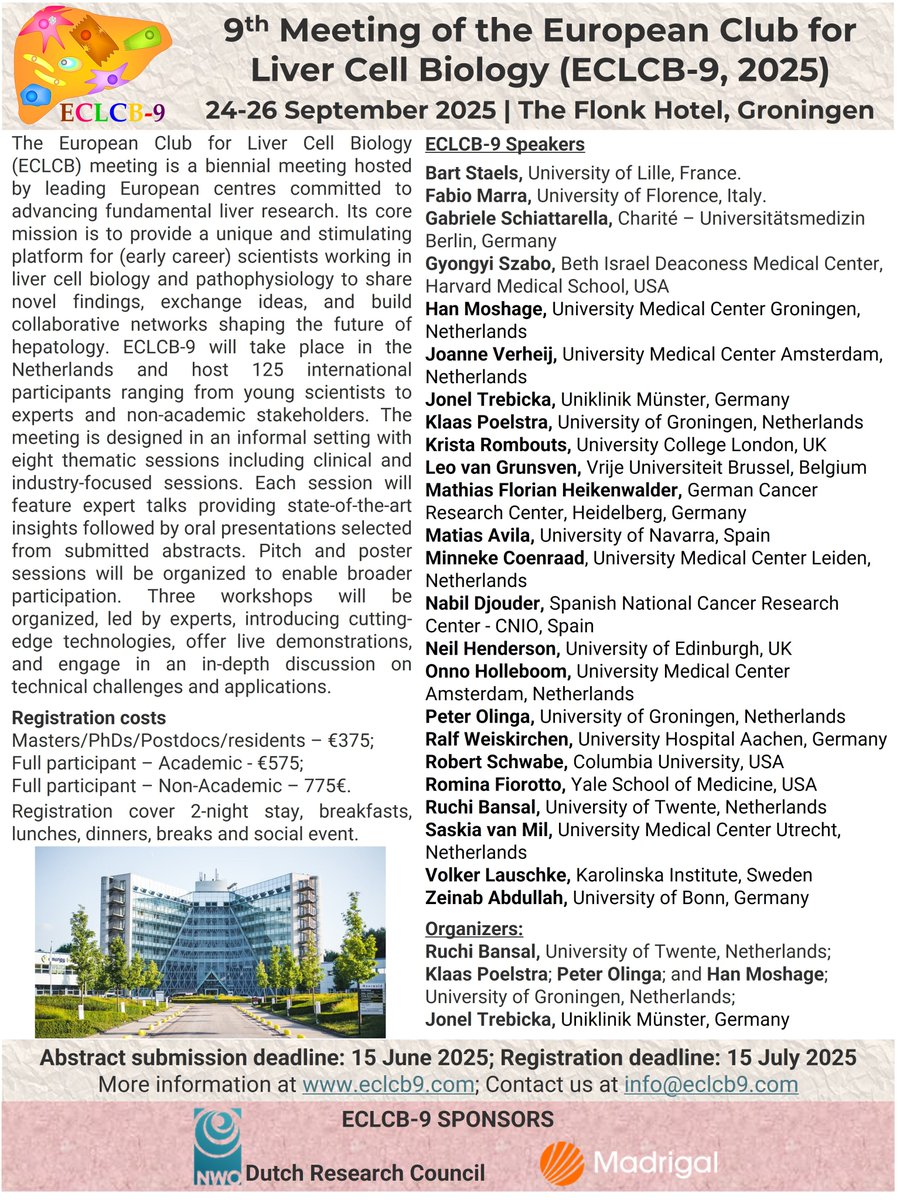 ONLY FEW DAYS LEFT TO SUBMIT YOUR ABSTRACT TO ECLCB-9. 
Submit your abstract by 15 June 2025 and Register by 15 July 2025! For more information, check our website eclcb9.com.