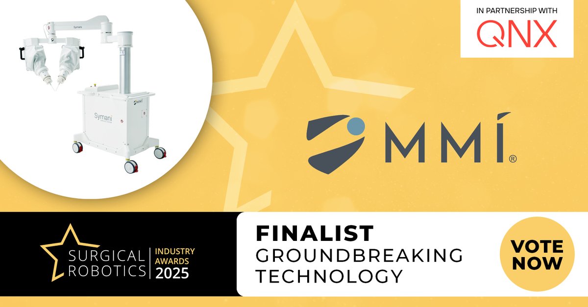MMI - Medical Microinstruments, Inc. (@mmimicro_inc) on Twitter photo We are a finalist in the <a href="/surgicalrobo/">Surgical Robotics Technology</a> awards! We're proud to be recognized for the next-level precision Symani brings to microsurgery with motion scaling, tremor reduction and the world's smallest wristed instruments. Vote now: surgicalroboticsindustryawards.com/categories/ We are a finalist in the <a href="/surgicalrobo/">Surgical Robotics Technology</a> awards! We're proud to be recognized for the next-level precision Symani brings to microsurgery with motion scaling, tremor reduction and the world's smallest wristed instruments. Vote now: surgicalroboticsindustryawards.com/categories/