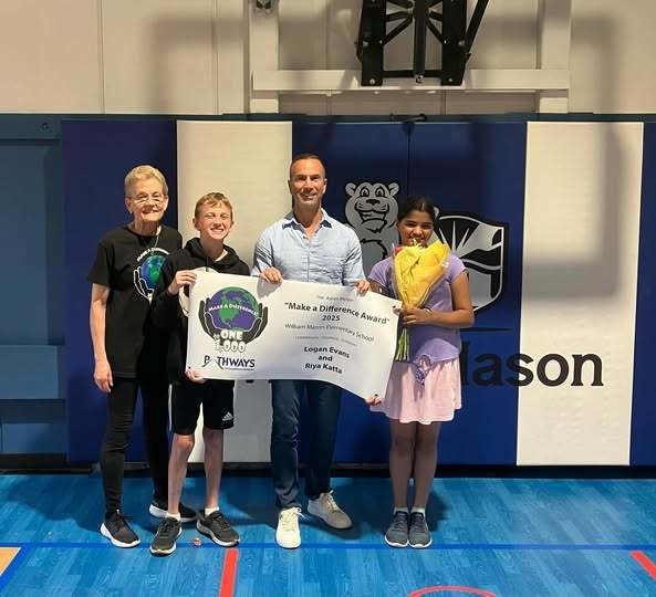 At #WilliamMason last week, the Pathways Aaron Melzer Make a Difference Awards went to Riya and Logan! CONGRATULATIONS! These two students show kindness, empathy, and compassion. Great job!!! <a href="/drtagorman/">Dr. Thomas A. Gorman</a> <a href="/WilliamMasonSch/">William Mason</a>