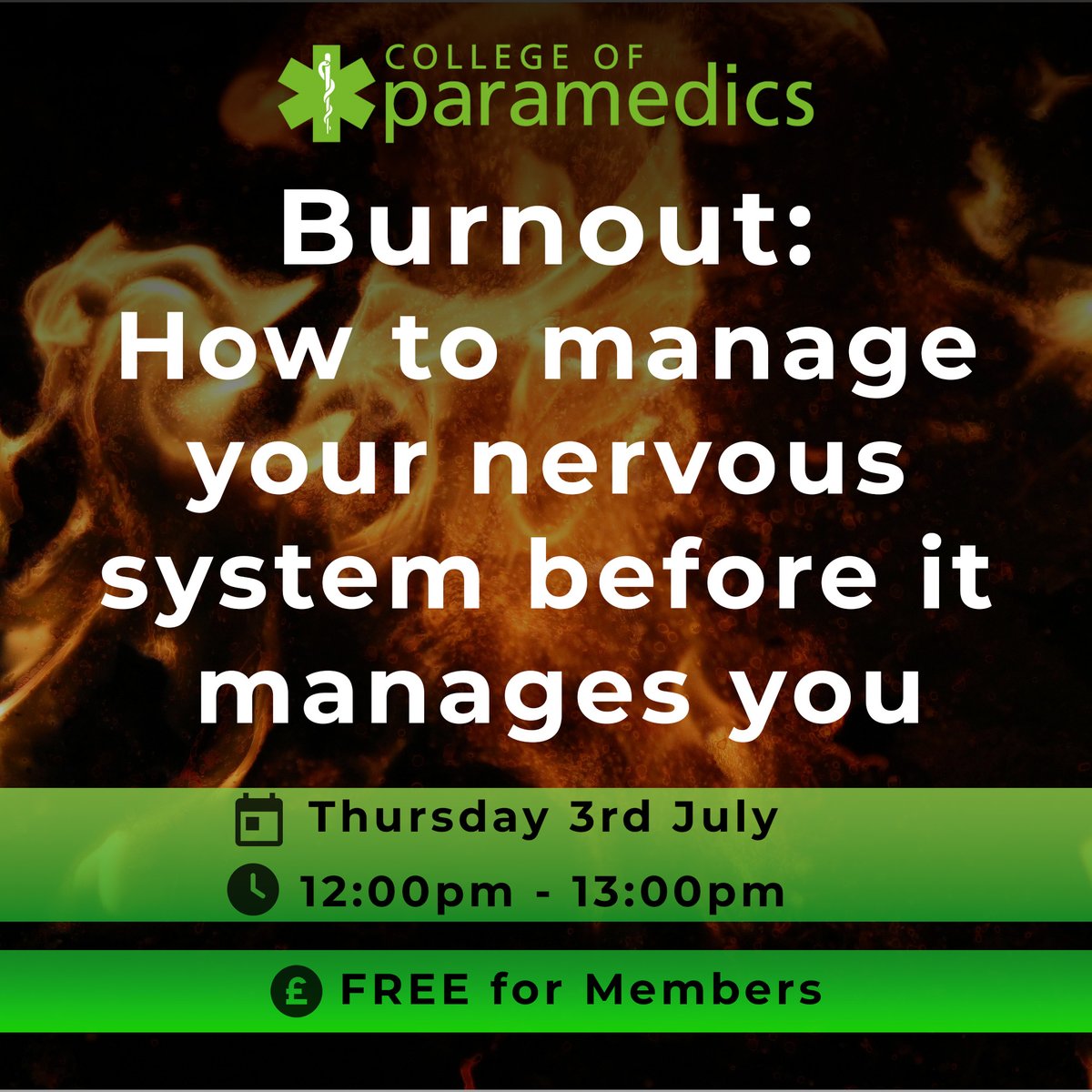 College of Paramedics (@paramedicsuk) on Twitter photo Burnout: How to manage your nervous system before it manages you
📅 Tuesday 3rd July 2025 | 🕛 12:00–13:00pm
To find out more and sign up, click here ➡️ bit.ly/43u3py5 Burnout: How to manage your nervous system before it manages you
📅 Tuesday 3rd July 2025 | 🕛 12:00–13:00pm
To find out more and sign up, click here ➡️ bit.ly/43u3py5
