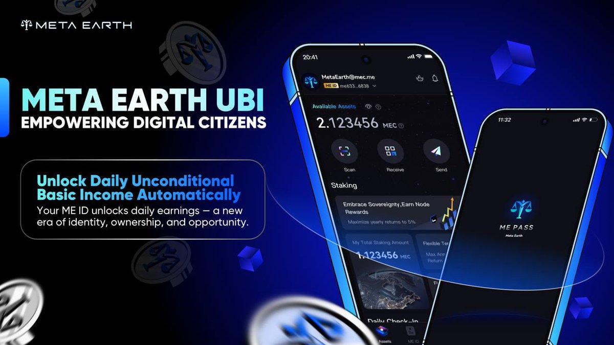 Add more to your every day. 💰

ME Pass holders with a verified ME ID now unlock daily Unconditional Basic Income — just for being part of #MetaEarth. No conditions, no barriers.

Start earning #MEC daily, enjoy lifetime UBI, and access exclusive perks across the Meta Earth