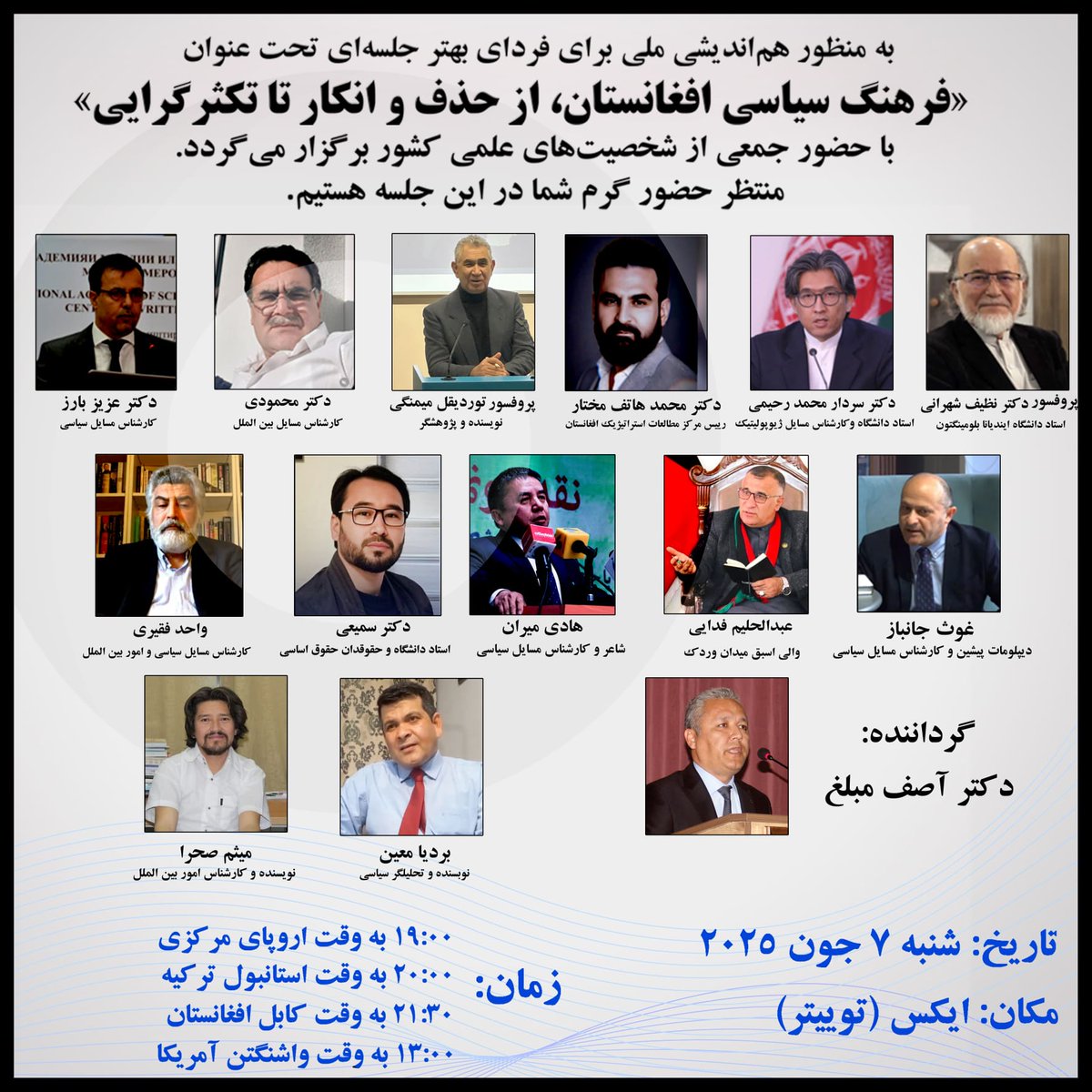 فرهنگ سیاسی به عنوان زیرمجموعه‌ی فرهنگ عمومی یک جامعه، از جایگاه ویژه ای در مطالعات علوم اجتماعی برخودار است. طبق نتایج تحقیقاتی آلموند و وربا بصورت عمومی به سه نوع فرهنگ سیاسی محدود، تبعی و مشارکتی و یا تلفیقی از این انواع انجامیده است، برمی‌خوریم. اما فرهنگ سیاسی افغانستان ۱/۱