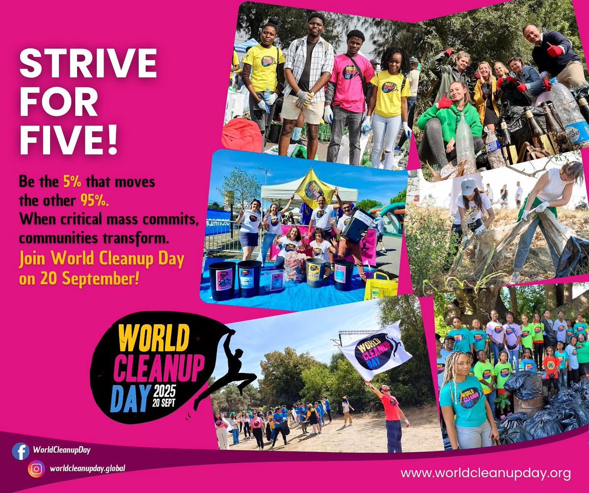 #WorldCleanUpDayKenya (@letsdoitkenya) on Twitter photo Today, <a href="/LetsDoItWorld/">World Cleanup Day</a> , leader of the global #WorldCleanupDay, launches "Strive for Five" campaign! When we mobilize 5% of any population, we hit the tipping point for real environmental change.
#WorldEnvironmentDay #StriveForFive #WorldCleanupDay #LetsDoItWorld #Sustainability Today, <a href="/LetsDoItWorld/">World Cleanup Day</a> , leader of the global #WorldCleanupDay, launches "Strive for Five" campaign! When we mobilize 5% of any population, we hit the tipping point for real environmental change.
#WorldEnvironmentDay #StriveForFive #WorldCleanupDay #LetsDoItWorld #Sustainability