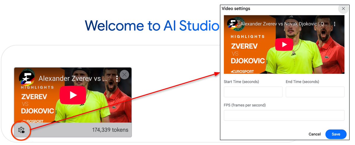 AntoineYang2's tweet image. By popular request, you can now specify frames per second (fps), as well as start and end times, for videos in AI Studio ⏩