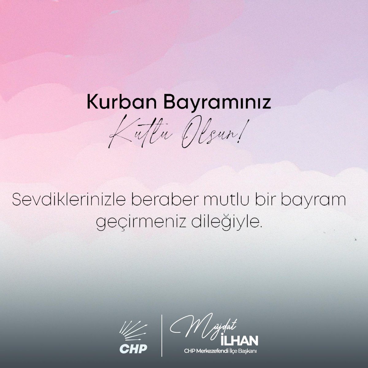 Bayramlar; birlik, beraberlik, adalet ve dayanışmanın en anlamlı günleridir.
Hukuksuzlukların son bulduğu, adaletin egemen olduğu, barış ve huzur dolu bir Türkiye umuduyla…
Tüm vatandaşlarımızın Kurban Bayramı’nı en içten dileklerimle kutluyorum.

Cumhuriyet Halk Partisi