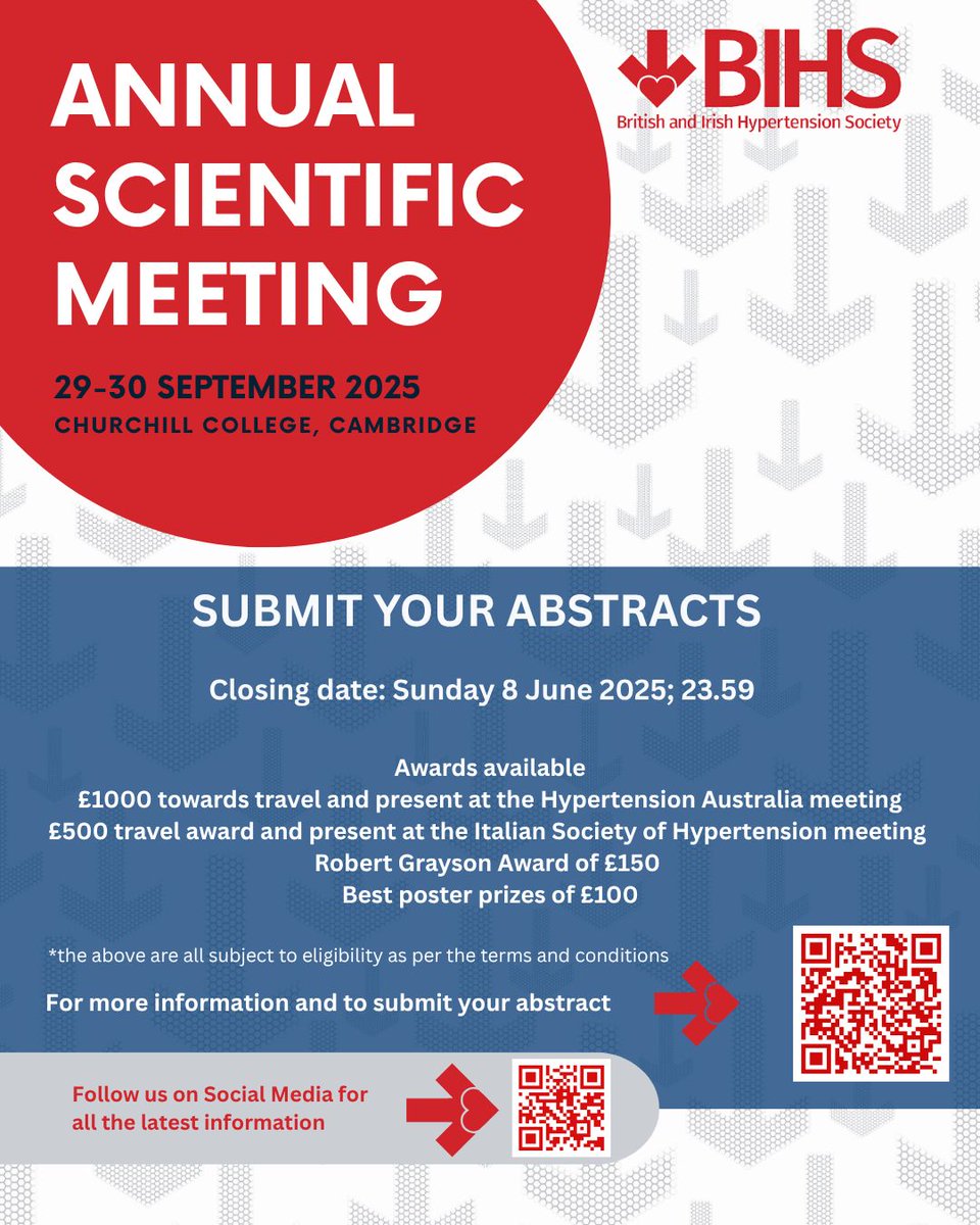 LAST FEW DAYS TO SUBMIT YOUR ABSTRACTS!!

Submit your abstracts for the Annual Scientific Meeting now! Don't miss out on the opportunity to win an award.

DEADLINE - Sunday 8 June 2025

Find out more - bihs.org.uk/events/9/2025_… 

#BIHSASM25 #PREVENTIONISPOWER #BIHS