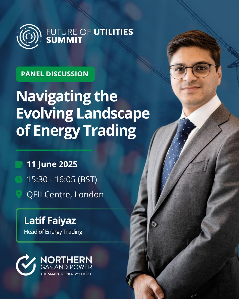 As markets shift, so should your energy strategy.

Catch NGP’s Latif Faiyaz at Future Utilities, where he’ll tackle the changing energy landscape:

📅 11 June
📍 QEII Centre, London
🕒 15:30–16:05

Hope to see you there! Book your place here: futureofutilities.com/events/summit/…