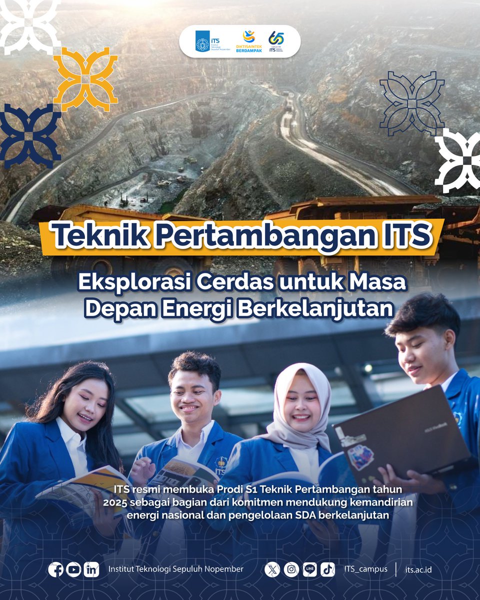 its_campus's tweet image. #ITSFun
 Kabar gembira nih! ITS resmi membuka Prodi S1 Teknik Pertambangan mulai tahun 2025! 🎉

Di sini kamu akan belajar eksplorasi tambang, geologi, teknologi modern, dan manajemen tambang yang berkelanjutan. 🌍⚙️