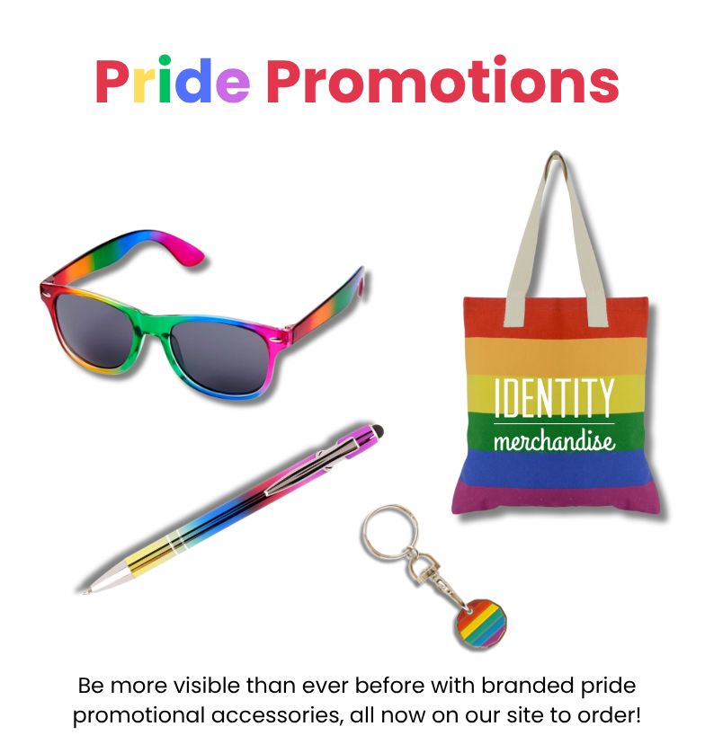 Pride promotions with Identity Merchandise!🌈  Be more visible than ever before with branded pride promotional accessories, all on our side to order #IdentityMerchandise #kelhampride #PrideMerchandise #kelhamarcade #promo #b2b #pridepromo