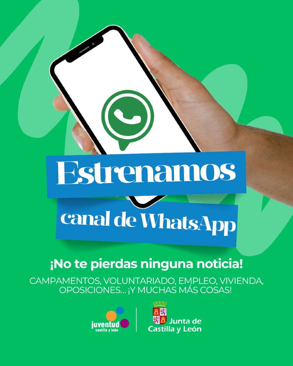 🧐 ¿Quieres enterarte de todas las noticias y actividades relacionadas con el Instituto de la Juventud de Castilla y León?

¡Tenemos la solución! 🤭

¡Únete a nuestro Canal de WhatsApp oficial y entérate de todo lo relacionado con los jóvenes de nuestra Comunidad!

¡No esperes