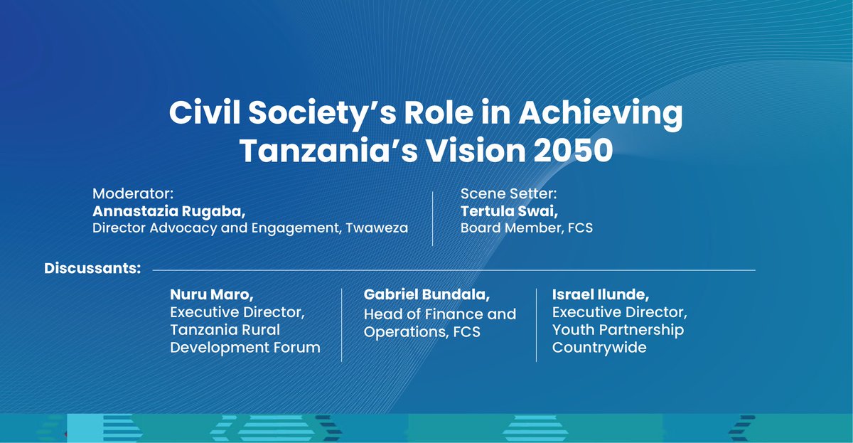 Twaweza - ni sisi (@twaweza_nisisi) on Twitter photo #HappeningNow: Civil society’s role in achieving Tanzania #Dira2050 moderated by <a href="/annarugaba/">Annastazia Rugaba-Marondo</a>.
The discussion will surface practical approaches to strengthen CSO capacities, amplify citizen voices, and
forge more constructive partnerships.
#CSOWeek2025 #HappeningNow: Civil society’s role in achieving Tanzania #Dira2050 moderated by <a href="/annarugaba/">Annastazia Rugaba-Marondo</a>.
The discussion will surface practical approaches to strengthen CSO capacities, amplify citizen voices, and
forge more constructive partnerships.
#CSOWeek2025