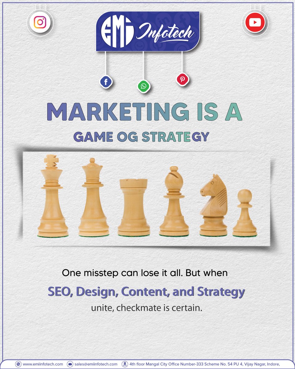 Emiinfotech's tweet image. Marketing is a game of strategy ♟️
one wrong move can cost you everything — but when SEO, design, content, and strategy work together, victory is guaranteed.

📧 sales@emiinfotech.com

#emiinfotech #marketingstrategy #digitalchess #contentmarketing  #websitedesign #creativeagency