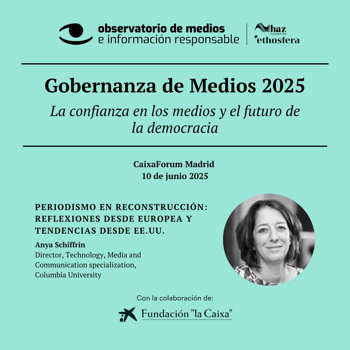 Observatorio de Medios e Información Responsable (@observa_medios) on Twitter photo 🎙️ Discurso de cierre
Cerramos la jornada Gobernanza de Medios con una intervención de <a href="/anyaSIPA/">Anya Schiffrin</a> (<a href="/ColumbiaSIPA/">Columbia | SIPA</a>) que reunirá los hilos centrales del día.
Más información y registro: observatoriodemedios.org/eventos/ 🎙️ Discurso de cierre
Cerramos la jornada Gobernanza de Medios con una intervención de <a href="/anyaSIPA/">Anya Schiffrin</a> (<a href="/ColumbiaSIPA/">Columbia | SIPA</a>) que reunirá los hilos centrales del día.
Más información y registro: observatoriodemedios.org/eventos/