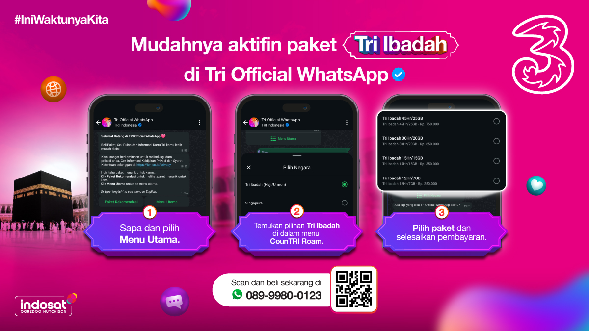 Cieee yang mau ibadah haji tahun ini ~ 

Biar ibadah tenang tanpa drama cari sinyal, aktifin dulu roaming TRI Ibadah. 

Buat yang bingung caranya gimana, cek step by step di postingan ini, ya!!! 

#IniWaktunyaKita