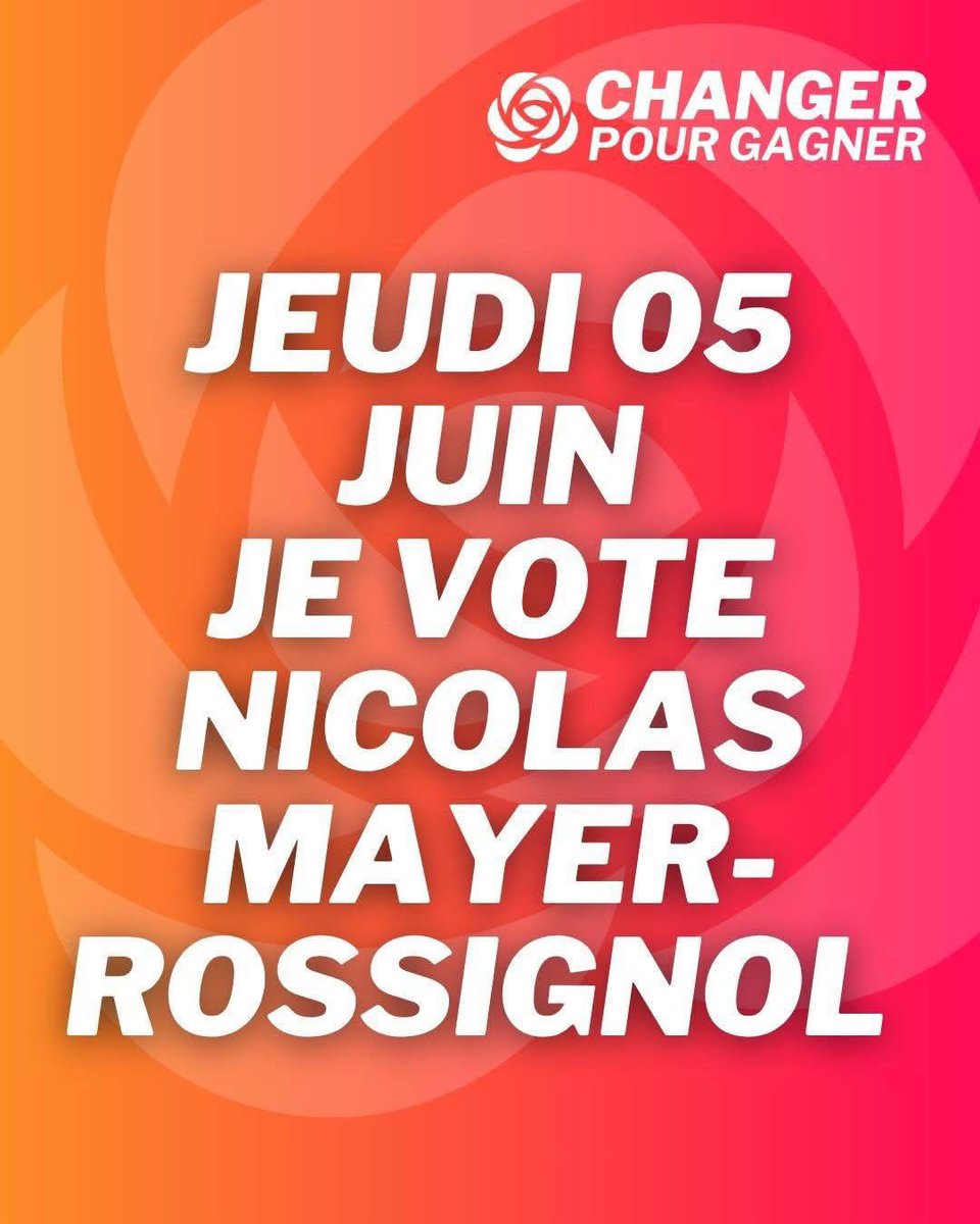 Je voterai, aujourd’hui, pour <a href="/NicolasMayerNMR/">Nicolas Mayer-Rossignol</a> et <a href="/Changer_PS/">Changer pour gagner 🌹</a>. 

Un Parti socialiste solide, pour une gauche qui gagne !