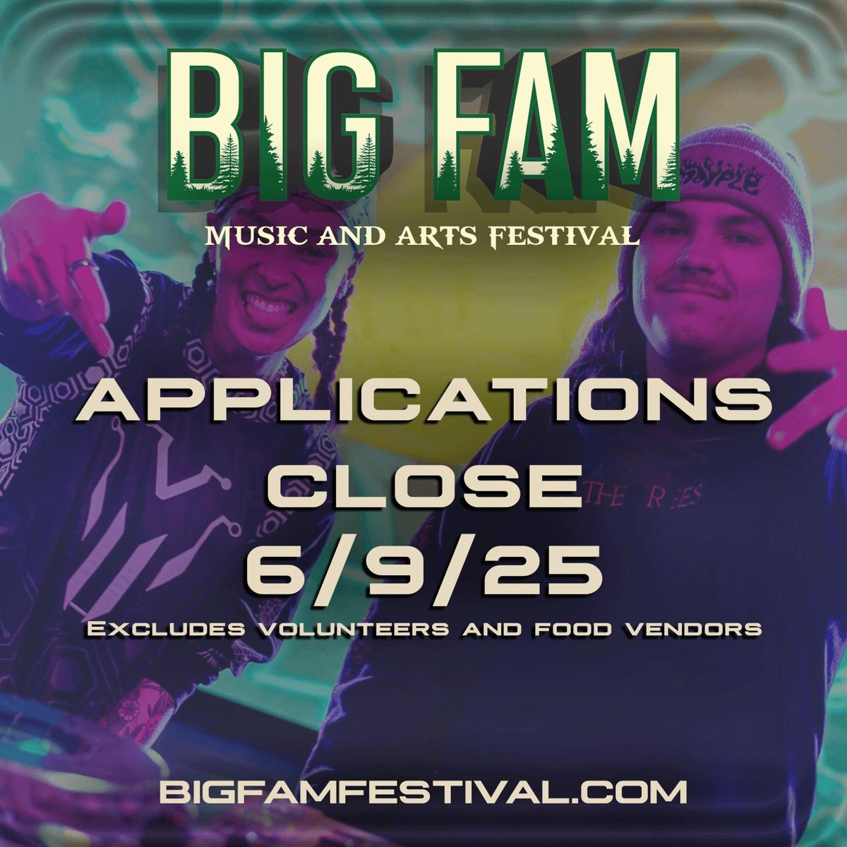 Applications close for Big Fam 2025 on Monday 6.9 at midnight!
(Excludes volunteers and food vendors)

bigfamfestival.com/get-involved 🔗👏

Now is your last chance to send in that app. Do the thing, take the shot, full send it! 📤🏀