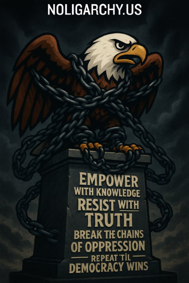 noligarchy_US's tweet photo. Empower with knowledge.
Resist with truth.
Break the chains of oppression.
Repeat 'til democracy wins.
#DefendDemocracy #TruthMatters #RiseWithReason #CivicDuty
#NOLIGARCHY.US https://t.co/lLWDHPi45A