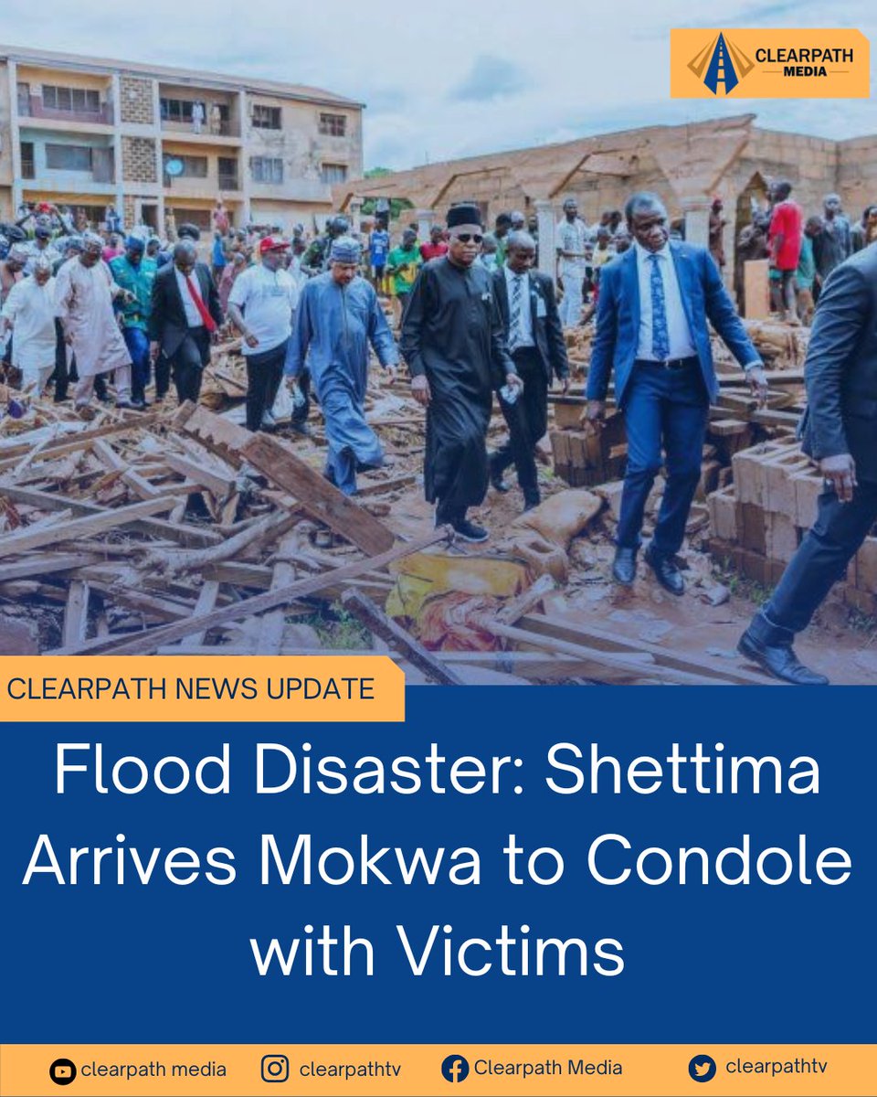 ClearpathTV's tweet photo. Flood Disaster: Shettima Arrives Mokwa to Condole with Victims
#athenacentre #athenadailybrief #newsupdate #flood #disaster #naturaldisastersurvival #federalgovernment #shettima #mokwacommunity #support #nationdevelopment #NigeriaForward #goodgovernance https://t.co/fpWeB5ATXP