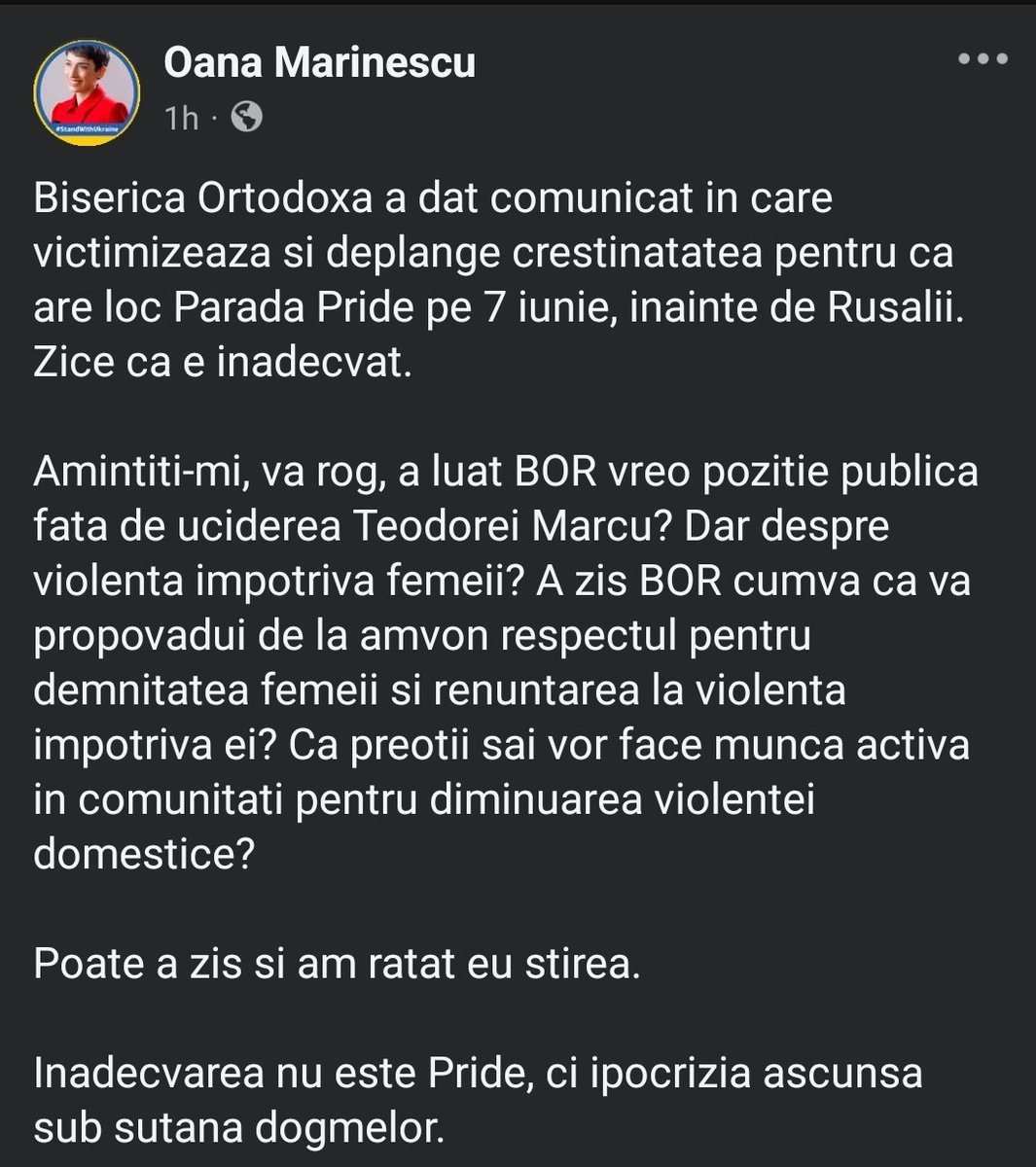 cri_mun's tweet photo. ❗️A dat comunicat BOR❗️
Nu, nu despre violenta impotriva femeilor... Despre Pride-ul din 7 iunie, ca doar asta e marea problema a bisericii - futaiul dintre 2 barbati/2 femei... #Fmm 
---
❗️"Inadecvarea nu este Pride, ci ipocrizia ascunsa sub sutana dogmelor." https://t.co/d9pHiSSO5D