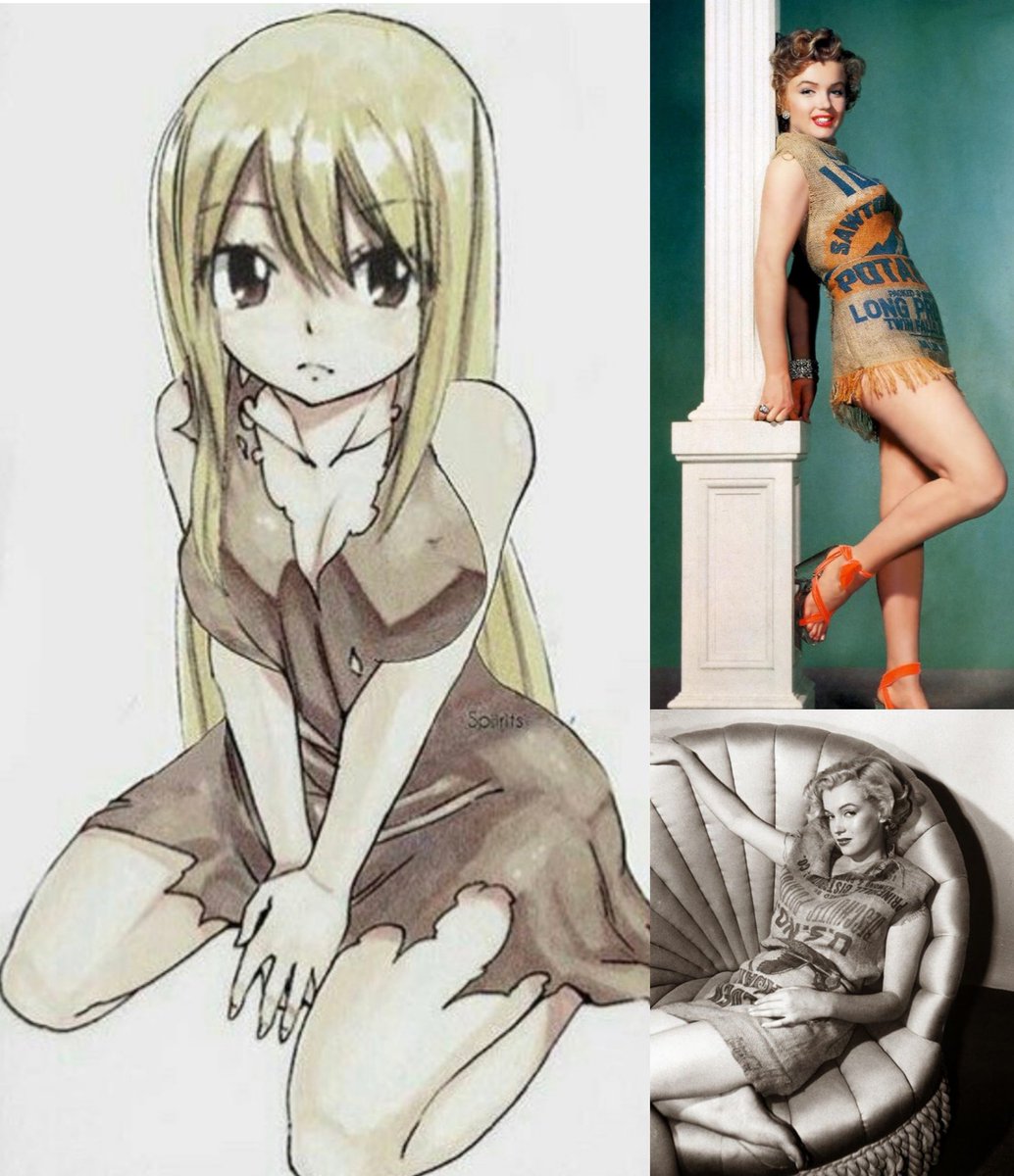 Anti_graylu's tweet photo. @starsfilia @AntiHeartf39895 Even if you put a sack of potatoes on Lucy, she'll still be as beautiful as Marilyn Monroe. https://t.co/G4dTsxgSh7