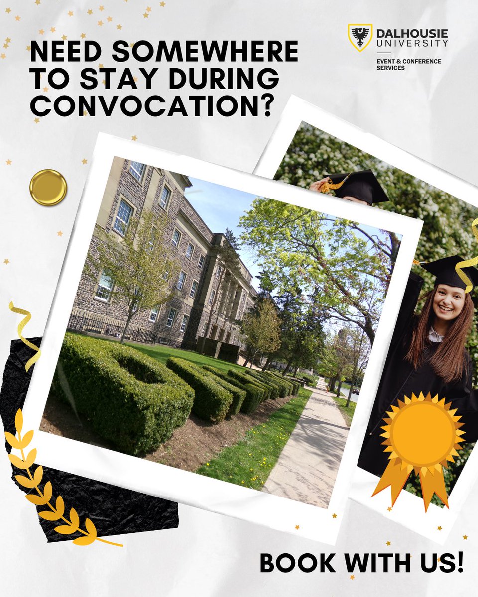 StayAtDal's tweet photo. We at Dalhousie Summer Accommodations are so excited to celebrate the 2025 graduates! Are you coming to join the excitement? Stay with us in our convenient and affordable accommodations! Learn more through the link in our bio! #StayAtDal #DalU #DalGrad2025 https://t.co/4KJMqeGSVG